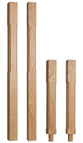 Lacquered Finish 90mm Oak Stop Chamfer Newels